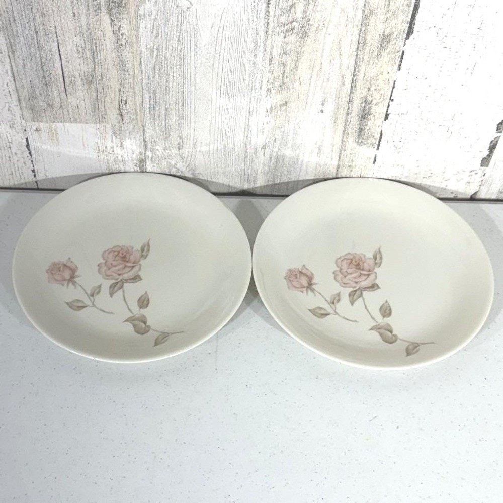 Iroquois Impromptu Beige Rose Salad Plates Set of 2 Ben Seibel MCM Pink White